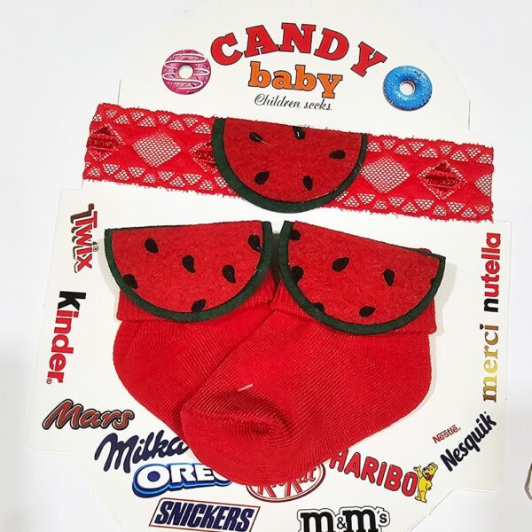 ست جوراب نخی و هد توری طرح هندوانه